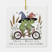 Personalisiertes Niedliches Couple Kerfuffle Keramikornament (Rückseite)