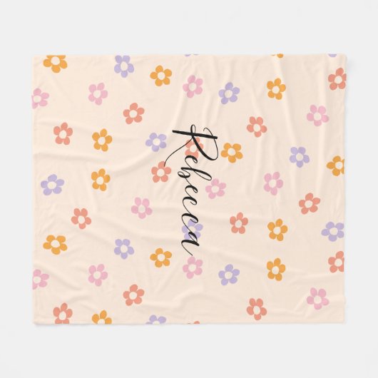 Personalisiertes Niedliches Daisy-Muster Fleecedecke (Vorderseite (Horizontal))