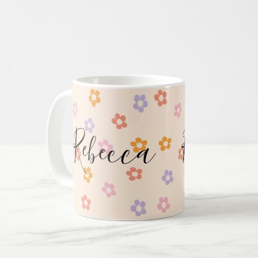Personalisiertes Niedliches Daisy-Muster Kaffeetasse (Vorderseite Links)