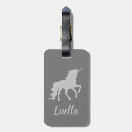 Personalisiertes Niedliches Einhorn Gepäckanhänger (Rückseite vertikal)