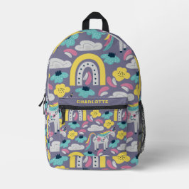 Personalisiertes Niedliches Einhorn-Regenbogenmust Bedruckter Rucksack