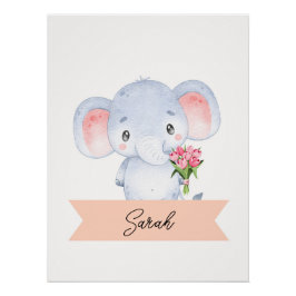 Personalisiertes niedliches ElefantenKinderzimmer Poster