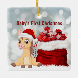 Personalisiertes Niedliches Foal Baby's 1. Keramikornament