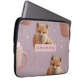 Personalisiertes Niedliches Fox- und Kakaomuster Laptopschutzhülle (Vorne Rechts)
