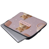 Personalisiertes Niedliches Fox- und Kakaomuster Laptopschutzhülle (Vorne Knopf)