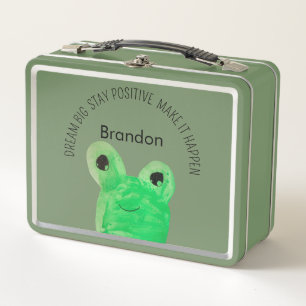 Personalisiertes Niedliches Frosch inspirierendes  Metall Brotdose
