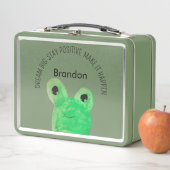 Personalisiertes Niedliches Frosch inspirierendes Metall Brotdose (Beispiel)