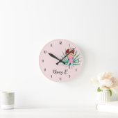 Personalisiertes Niedliches Girl Pink Runde Wanduhr (Zuhause)