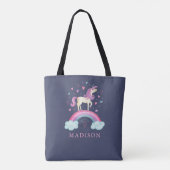 Personalisiertes Niedliches Girl Rainbow Unicorn Tasche (Rückseite)