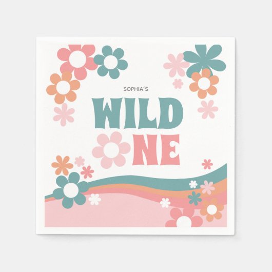 Personalisiertes Niedliches Girl Wild One Party Serviette (Vorderseite)