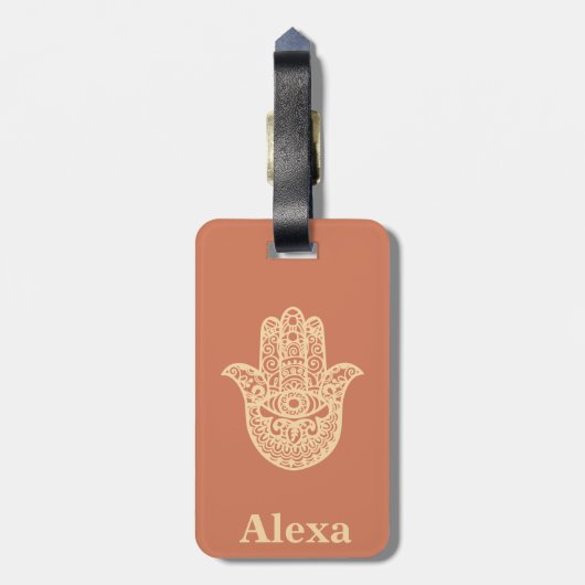Personalisiertes Niedliches Glück Hamsa Hand Terra Gepäckanhänger (Rückseite vertikal)