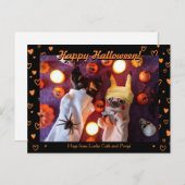 Personalisiertes Niedliches Halloween Orange Heart Postkarte (Vorne/Hinten)