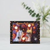 Personalisiertes Niedliches Halloween Orange Heart Postkarte (Stehend Vorderseite)