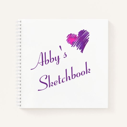 Personalisiertes Niedliches Heart Doodle Sketchboo Notizblock (Vorderseite)