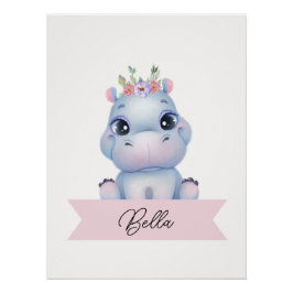 Personalisiertes niedliches Hippo-Kinderzimmer Poster