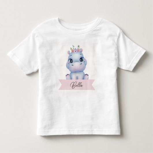 Personalisiertes niedliches Hippo Kleinkind T-shirt (Vorderseite)