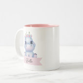 Personalisiertes niedliches Hippo Zweifarbige Tasse (Vorderseite Links)