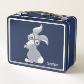 Personalisiertes Niedliches Kaninchen und Brille Metall Brotdose (Rückseite)