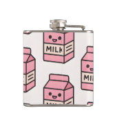 Personalisiertes Niedliches Kawaii Pink Milk Karto Flachmann (Rückseite)