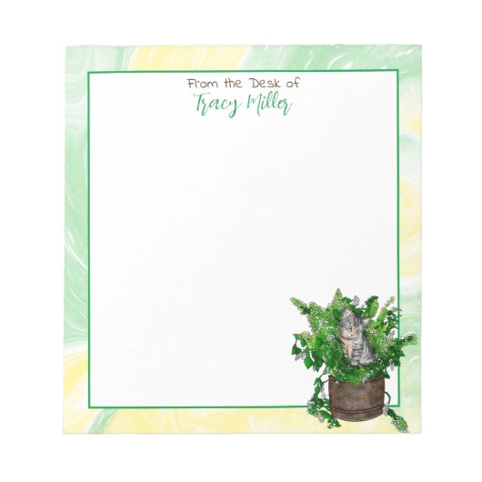 Personalisiertes Niedliches Kitten in Catnip Notizblock (Vorderseite)