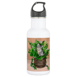 Personalisiertes Niedliches Kitten in Catnip Pot Edelstahlflasche