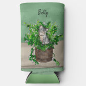 Personalisiertes Niedliches Kitten in Catnip Pot Selters Dosenkühler (Vorderseite)