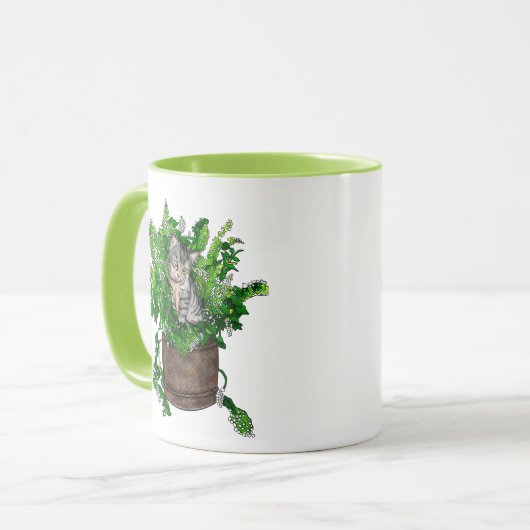 Personalisiertes Niedliches Kitten in Catnip Pot Tasse (Vorderseite Links)