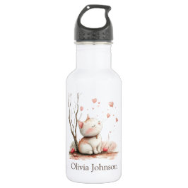 Personalisiertes Niedliches Kitten mit Herz Edelstahlflasche