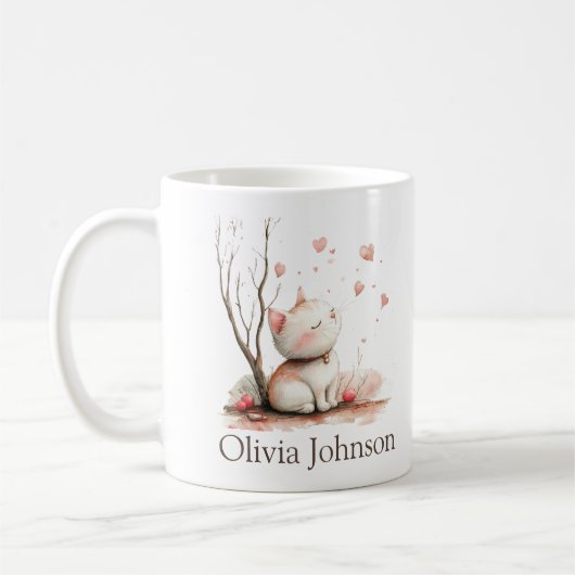 Personalisiertes Niedliches Kitten mit Herz Kaffeetasse (Links)