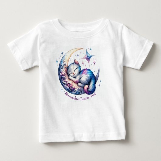 Personalisiertes Niedliches Kitten Schlafen auf ei Baby T-shirt (Vorderseite)