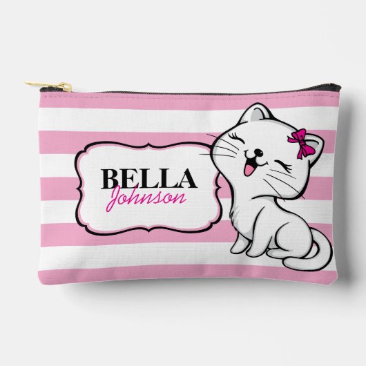 Personalisiertes Niedliches Kitty Pink gestrichen Zubehörtasche (Vorderseite)