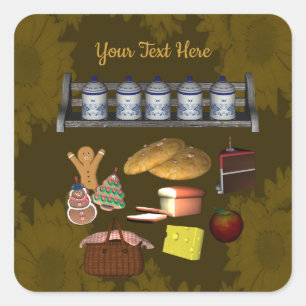 Personalisiertes Niedliches Küchendesign Quadratischer Aufkleber