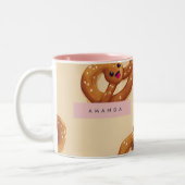 Personalisiertes Niedliches Lächeln Prätzelmuster Zweifarbige Tasse (Links)