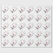 Personalisiertes Niedliches Mädchen und Katze Eiff Geschenkpapier (Flach)