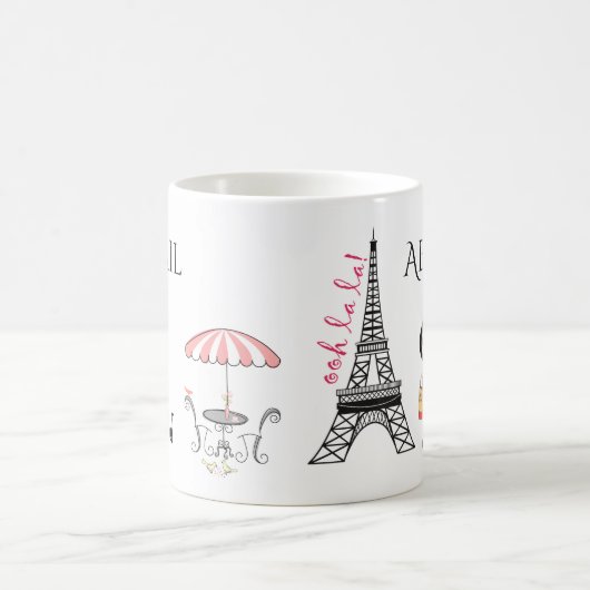 Personalisiertes Niedliches Mädchen und Katze Eiff Kaffeetasse (Mittel)