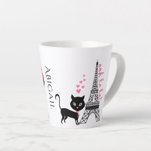 Personalisiertes Niedliches Mädchen und Katze Eiff Milchtasse