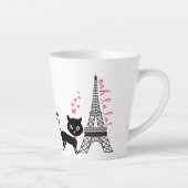 Personalisiertes Niedliches Mädchen und Katze Eiff Milchtasse (Rechts)