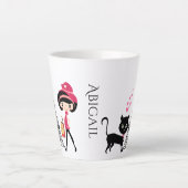 Personalisiertes Niedliches Mädchen und Katze Eiff Milchtasse (Vorderseite)