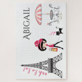 Personalisiertes Niedliches Mädchen und Katze Eiff Puzzle (Vertikal)