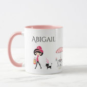 Personalisiertes Niedliches Mädchen und Katze Eiff Tasse (Links)