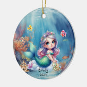 Personalisiertes Niedliches Meerjungfisch-Foto Keramik Ornament (Links)