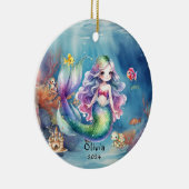 Personalisiertes Niedliches Meerjungfrau Foto Wass Keramik Ornament (Rechts)