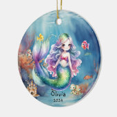 Personalisiertes Niedliches Meerjungfrau Foto Wass Keramik Ornament (Links)