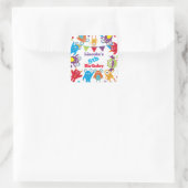 Personalisiertes Niedliches Monster Birthday Bash Quadratischer Aufkleber (Tasche)