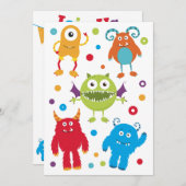 Personalisiertes Niedliches Monster Einladungen zu (Vorne/Hinten)