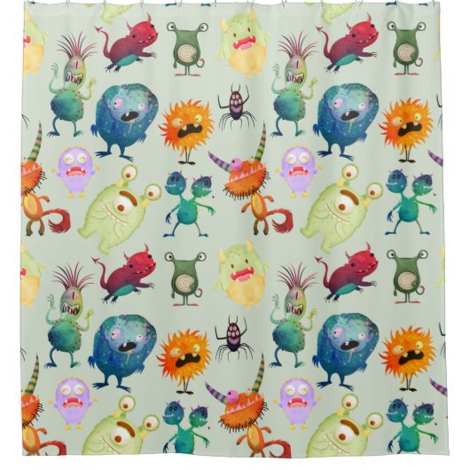 Personalisiertes Niedliches Monsterdesign für Boys Duschvorhang (Vorderseite)