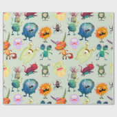 Personalisiertes Niedliches Monsterdesign für Jung Geschenkpapier (Flach)