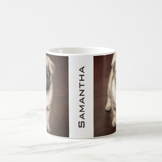 Personalisiertes niedliches Mops-Welpen-Foto Kaffeetasse (Mittel)