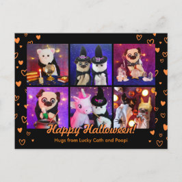 Personalisiertes Niedliches Orange Hearts Hallowee Postkarte