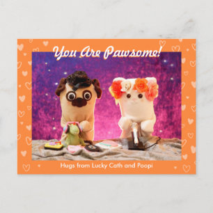 Personalisiertes Niedliches Orange Stylish Hearts  Postkarte